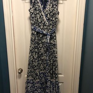 Navy and royal blue floral maxi dress